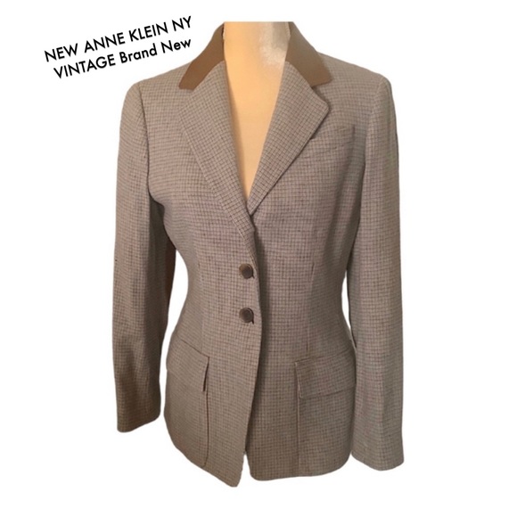 Anne Klein New York Jackets & Blazers - Vintage Anne Klein New York New Condition Never Worn Leather & Wool Jacket NWOT!